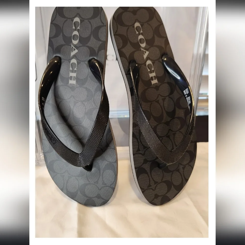 Coach Black Logo Flip Flop Sandals - Picture 7 of 8